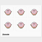 Smiling Donut – Cute Kawaii Illustration Vierkante Sticker (Vel)