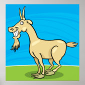 Smiling Goat Cartoon Farm Animal Poster (Voorkant)