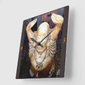 smiling happy buddha clock vierkante klok (Hoek)