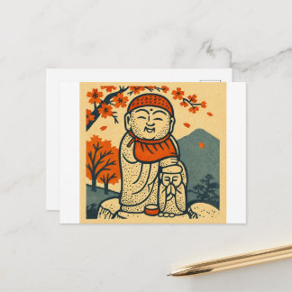 Smiling Jizo Guardian – Japanese Folk Art Briefkaart