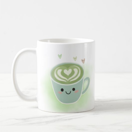 Smiling Matcha Latte Heart Mug (Gauche)