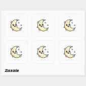Smiling Moon – Cute Kawaii Illustration Vierkante Sticker (Vel)