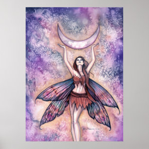 Smiling Moon Fairy Art Poster van Molly Harrison