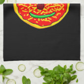 Smiling Pizza Face Illustration Design Theedoek (Gevouwen)