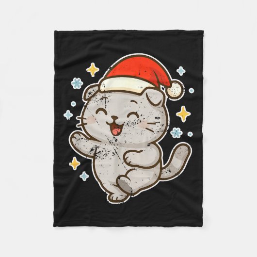 Smiling Santa Cat Holiday Cheer  Fleece Deken (Voorkant)