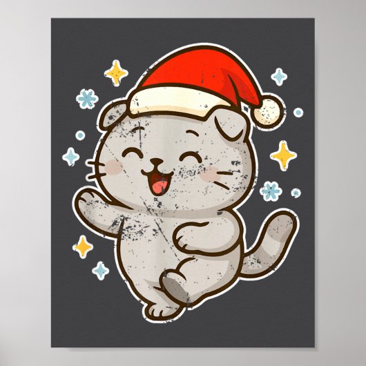 Smiling Santa Cat Holiday Cheer  Poster (Voorkant)