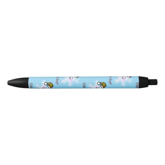 Smiling Snowflake Holiday Cheer Zwarte Inkt Pen (Voorkant)