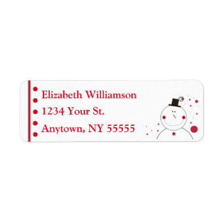 Smiling Snowman Custom Naam en Adresetiketten Etiket