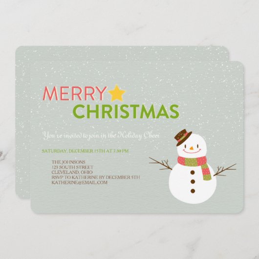Smiling Snowman Fête Invitations (Devant / Derrière)