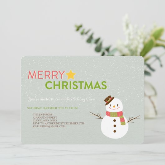 Smiling Snowman Fête Invitations (Debout devant)