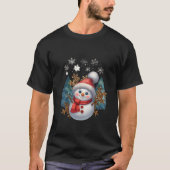 Smiling Snowman with Pom Pom Hat – Christmas Illus T-shirt (Voorkant)