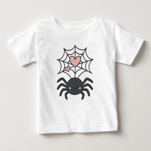 Smiling Spider Weaving a Heart Web Cute Halloween (Voorkant)