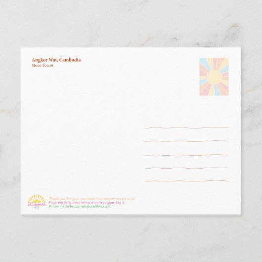 Smiling Stone Totem Cambodia – Postcard Feestdagenkaart (Achterkant)