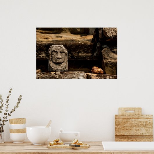 Smiling Stone Totem Cambodia Temple Art Poster (Cuisine)