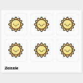 Smiling Sun – Cute Kawaii Illustration Vierkante Sticker (Vel)