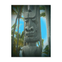 Smiling tiki standbeeld briefkaart