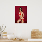 Smiling Woman In Red Bikini Poster (Keuken)