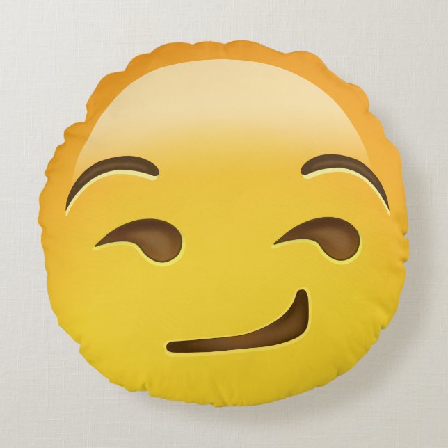 Smirking Face Emoji Rond Kussen (Voorkant)