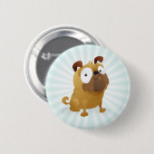 Smirking Pug - Lichte blauwe achtergrond Ronde Button 5,7 Cm (Voorkant /achterkant)