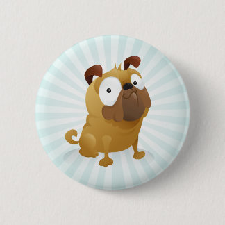 Smirking Pug - Lichte blauwe achtergrond Ronde Button 5,7 Cm