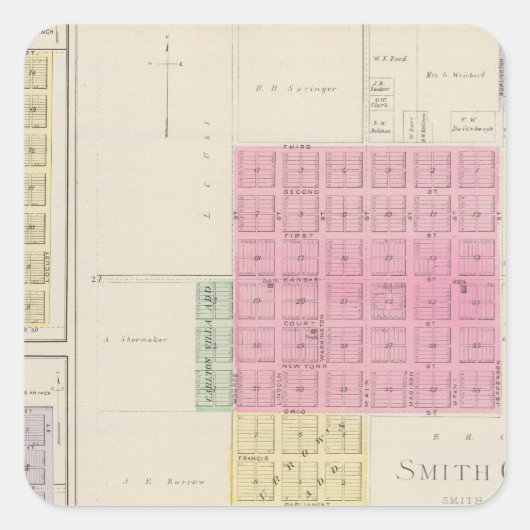 Smith Center, Gould City, Motor, Webster, Kansas Vierkante Sticker (Voorkant)