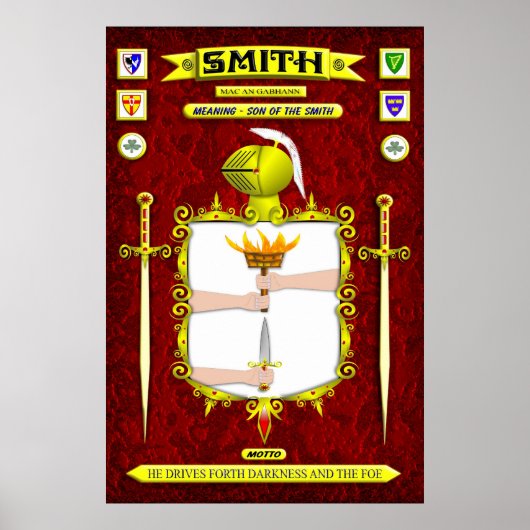 SMITH FAMILIE COAT OF ARMS CREST AND SHIELD POSTER (Voorkant)