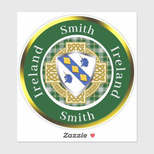 Smith Irish Shield/Celtic Cross Personalized Sticker (Vel)