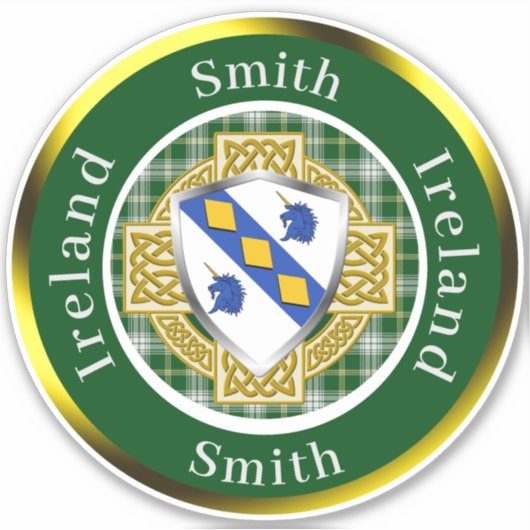 Smith Irish Shield/Celtic Cross Personalized Sticker (Voorkant)