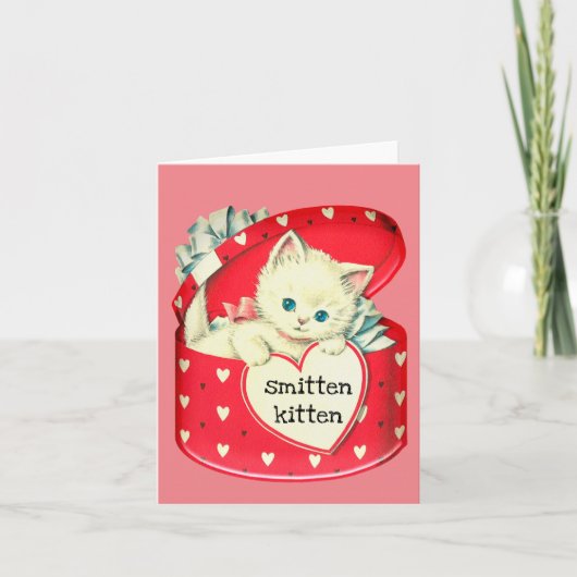 Smith Kitten Red en Roze  Valentijn Kaart (Voorkant)