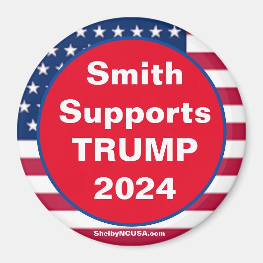 Smith soutient TRUMP 2024 Red Patriotic Magnet (Devant)
