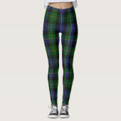 Smith Tartan Plaid Green Blue Leggings (Devant)