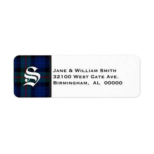 Smith Tartan Plaid Monogram Étiquettes de adresse (Devant)