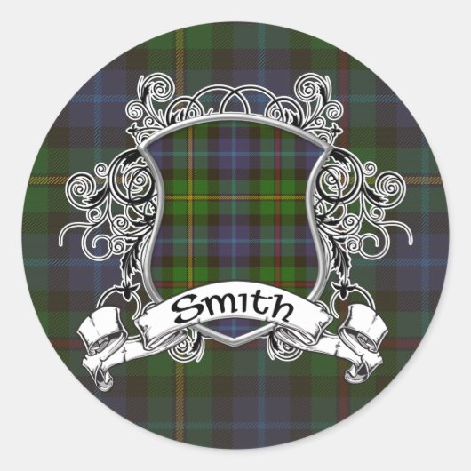 Smith Tartan Shield Ronde Sticker (Voorkant)