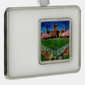 Smithsonian Castle Garden Cherry Blossom Verzilverd Kader Ornament (Rechts)