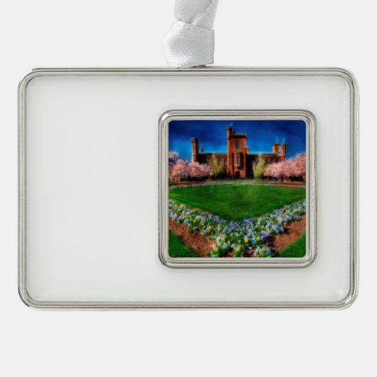 Smithsonian Castle Garden Cherry Blossom Verzilverd Kader Ornament (Voorkant)