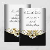 Sml Save the Date Blanc Noir Or Diamant (Devant / Derrière)