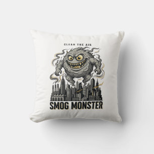 Smog Monster T-shirt Vintage Gravure Eco Waarschuw Kussen