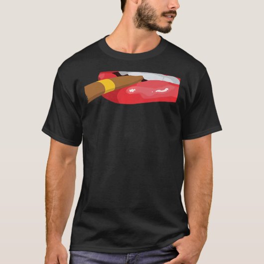 Smoke Cuban Cigar Lit Lips Smoking Graphic T-shirt (Voorkant)