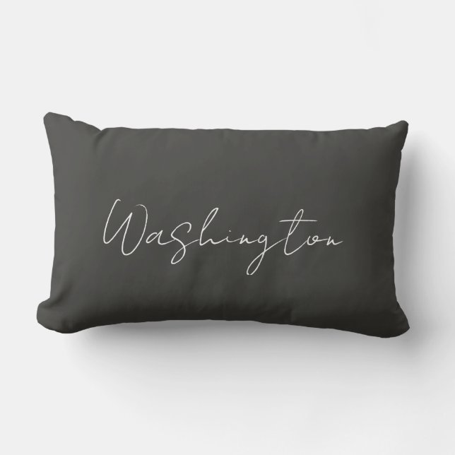 Smoke Grey Naam Script Tekst Minimalist Kussen (Voorkant)