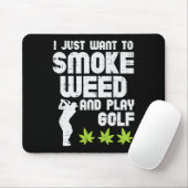 Smoke Weed Play Golf Golfen THC Golfer Stoner Muismat (Met muis)