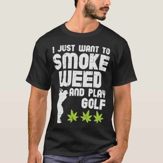 Smoke Weed Play Golf Golfing Thc Golfer Stoner  T-shirt (Voorkant)
