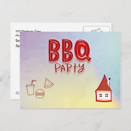 Smokehouse BBQ Party Invitation Briefkaart (Voorkant / Achterkant)