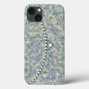 Smokey Aqua met Pearls iPhone 13 Hoesje