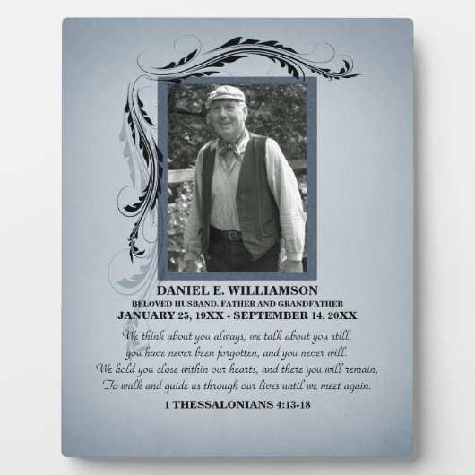 Smokey Blue Photo Memorial Plaque Fotoplaat (Voorkant)