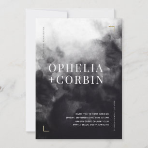 Smokey Donker Zwart Minimale Bruiloft Kaart