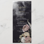 Smokey Donker Zwart Rose Boeket Bruiloft Menu (Voorkant)