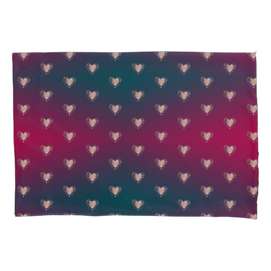 Smokey Fuschia en Fancy hart Kussensloop (Voorkant-Links)