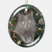 Smokey Grey Cat Keramisch Ornament (Links)