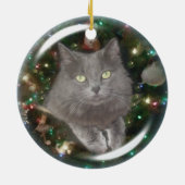 Smokey Grey Cat Keramisch Ornament (Achterkant)