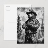 Smokey het Beer Zwart-wit Feestdagenkaart (Voorkant / Achterkant)